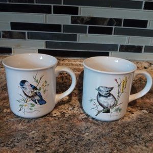 Set Of 6 Dainty Glass Bird Tea Coffee Cups Mugs